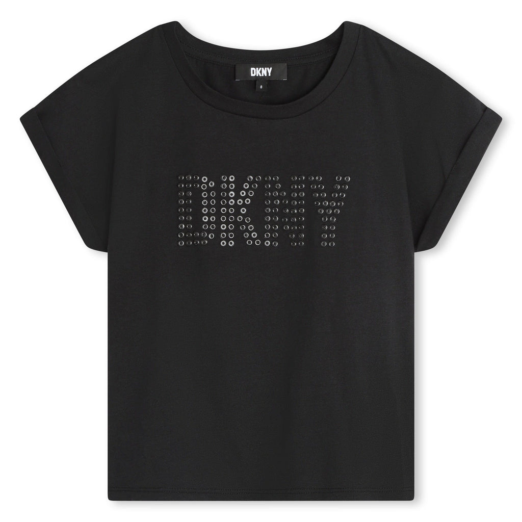 DKNY Tee Jellybeanzkids DKNY Girls Studded Logo Tee Black