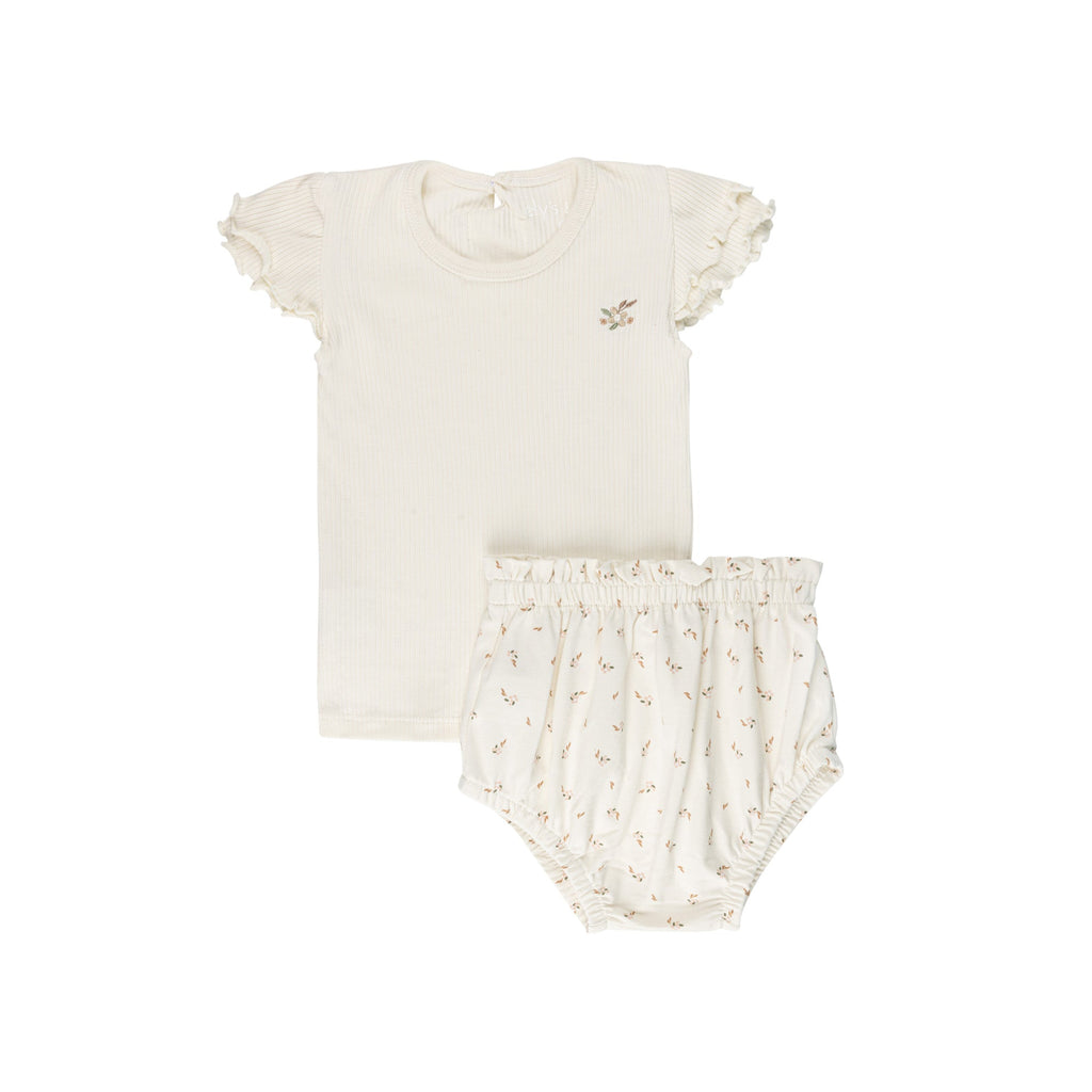 Ely's&Co. Set Jellybeanzkids Ely's Printed Floral Bloomer Set -Ivory