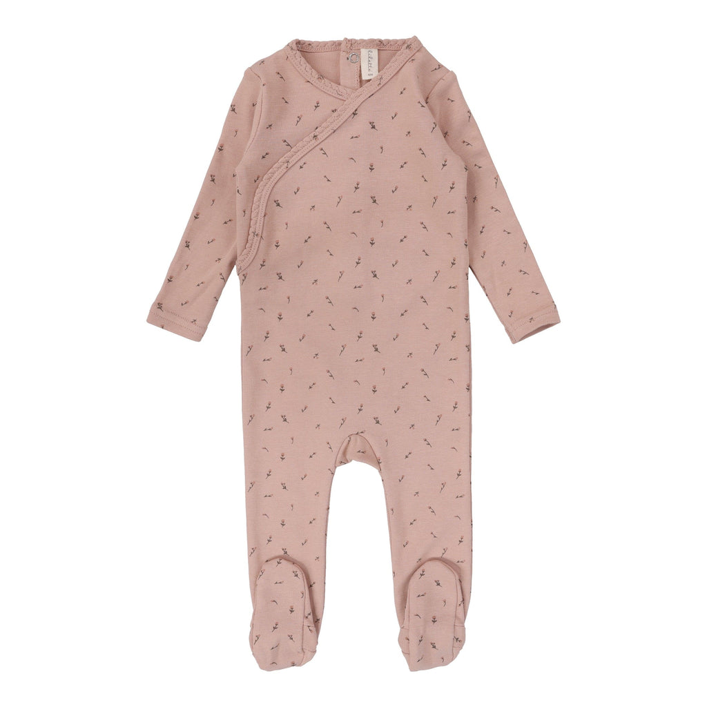 Lilette Printed Wrapover Footie - Scattered Branch Pink Lilette Printed Wrapover Footie - Scattered Branch Pink