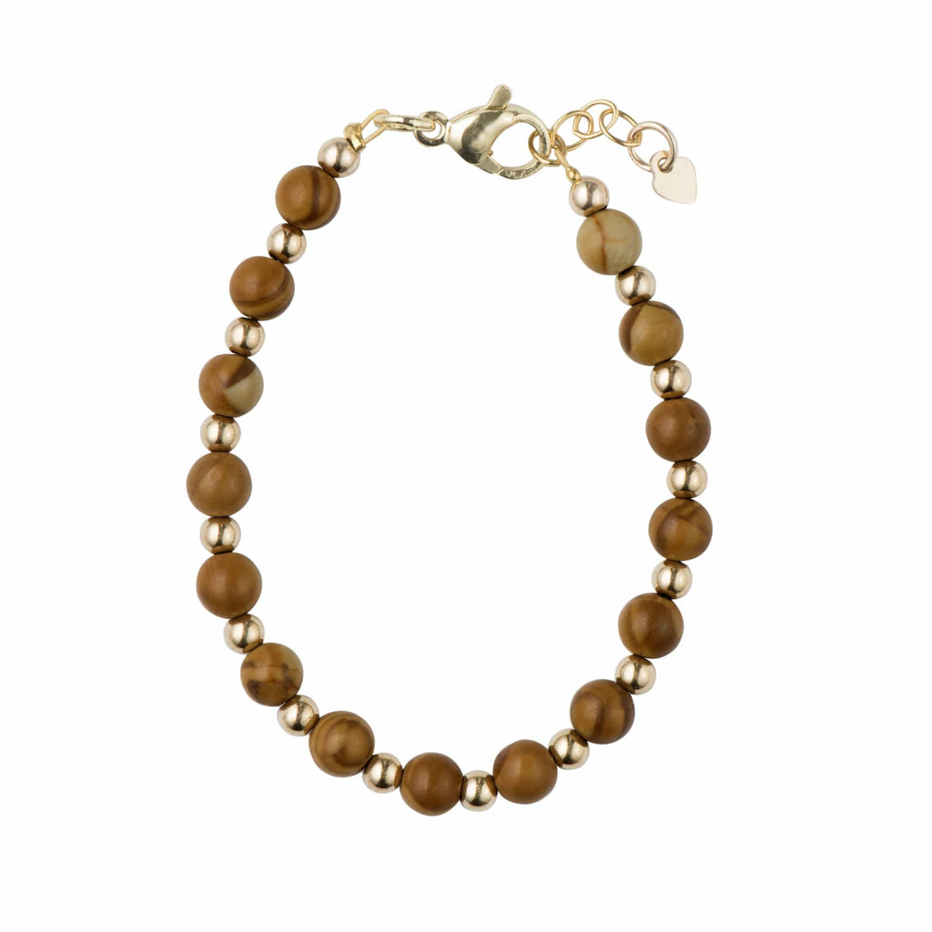 Picky Jellybeanzkids Picky Dye Wood Grain Stone With Gold Beads Stackable Bracelet