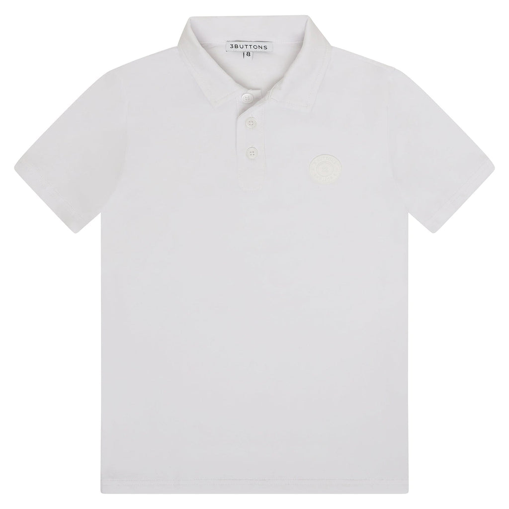 3Buttons Polo Jellybeanzkids 3 Buttons Round Edge Polo - White