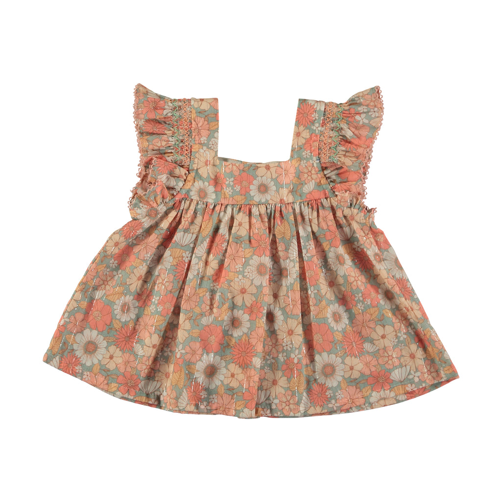 Tocoto Vintage Flower Print Baby Blouse- Pink
