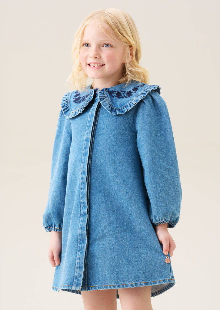 Angel&Rocket DRESS Jellybeanzkids Angel & Rocket Aria Denim Embroidered Collar Dress
