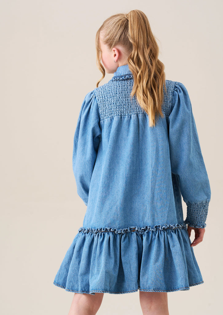 Angel&Rocket DRESS Jellybeanzkids Angel & Rocket Harper Shirred Denim Shirt Dress