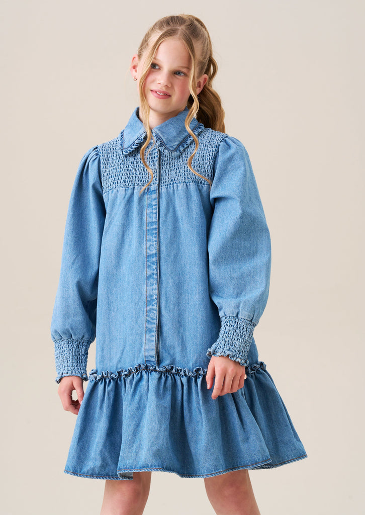 Angel&Rocket DRESS Jellybeanzkids Angel & Rocket Harper Shirred Denim Shirt Dress