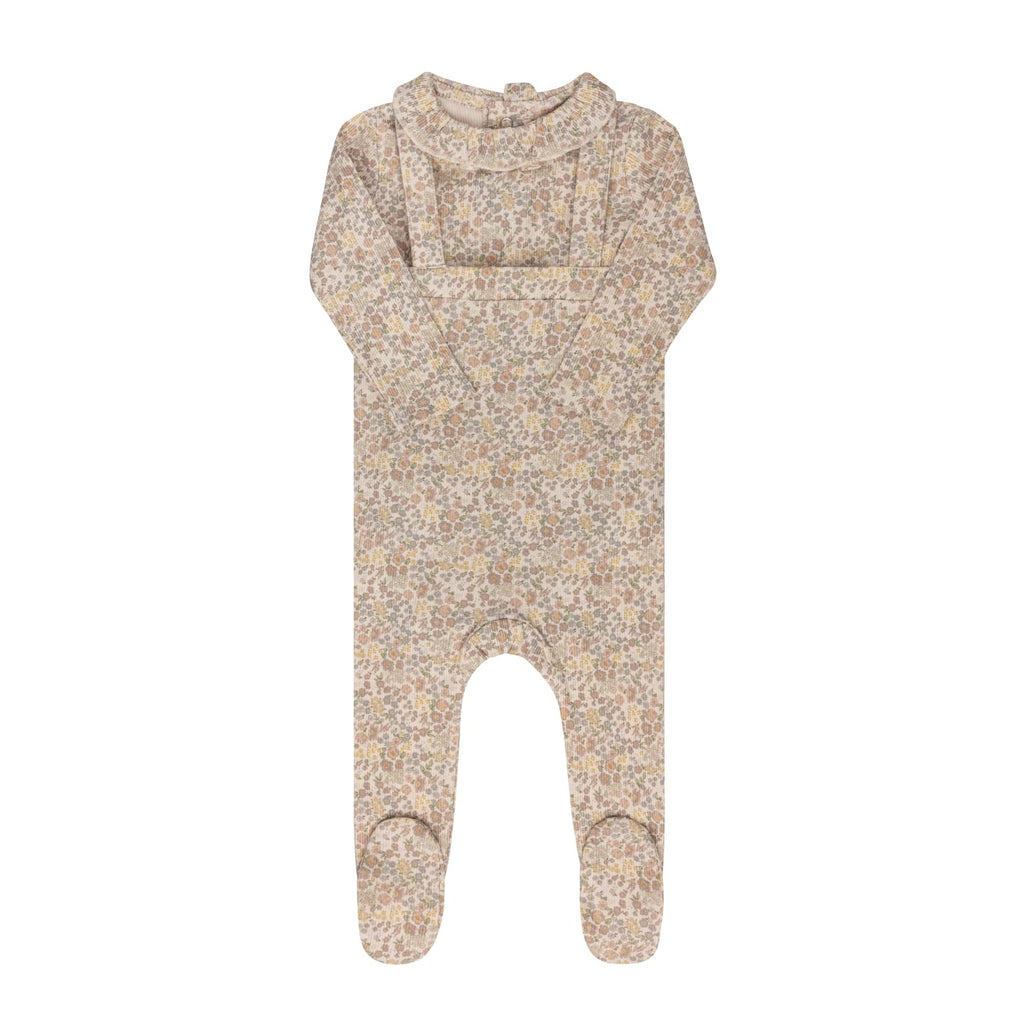Aurora Footie Jellybeanzkids Aurora Cotton Liberty Print Footie With Beanie- Ivory Floral