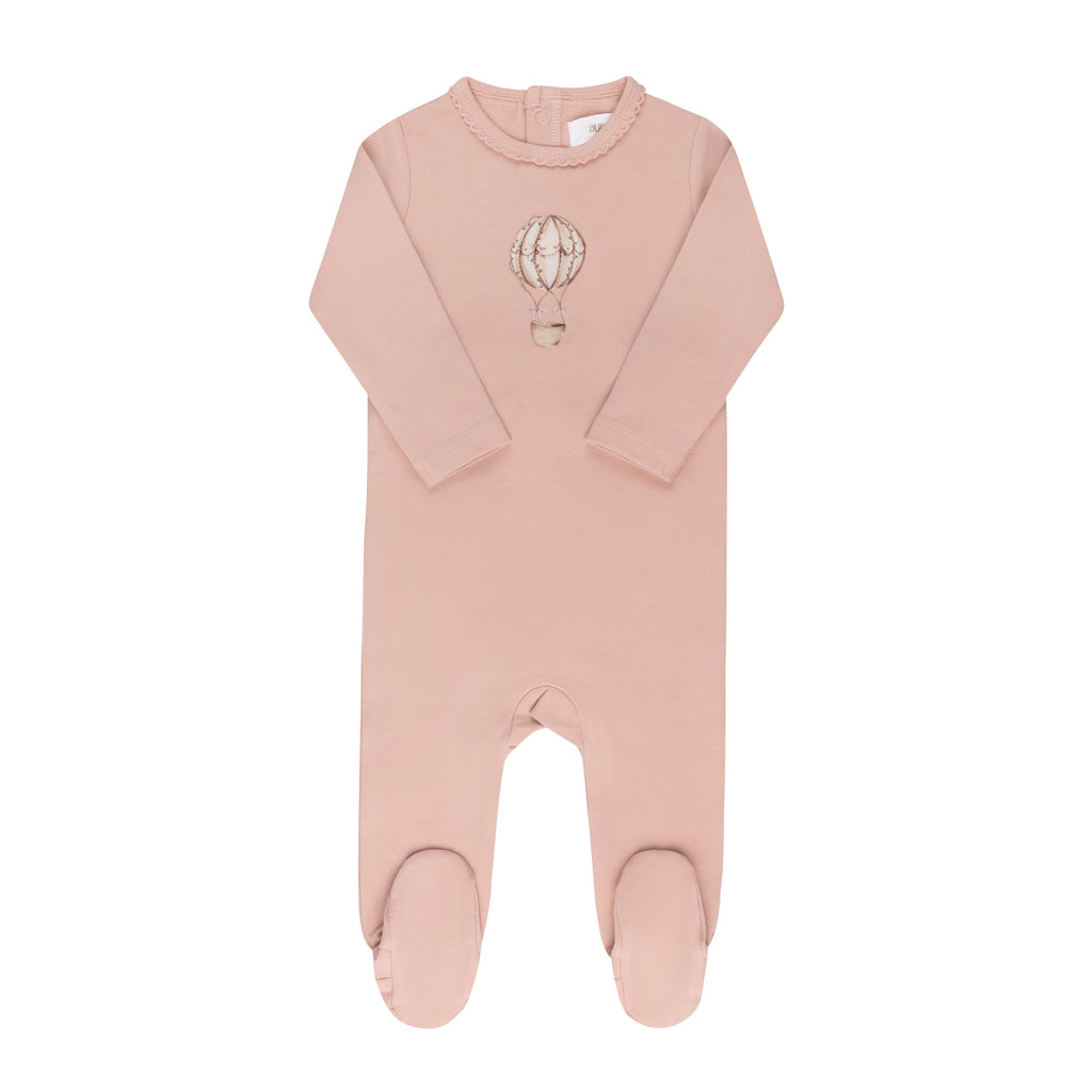 Aurora Footie Jellybeanzkids Aurora French Terry Hot Air Balloon Footie-Pink