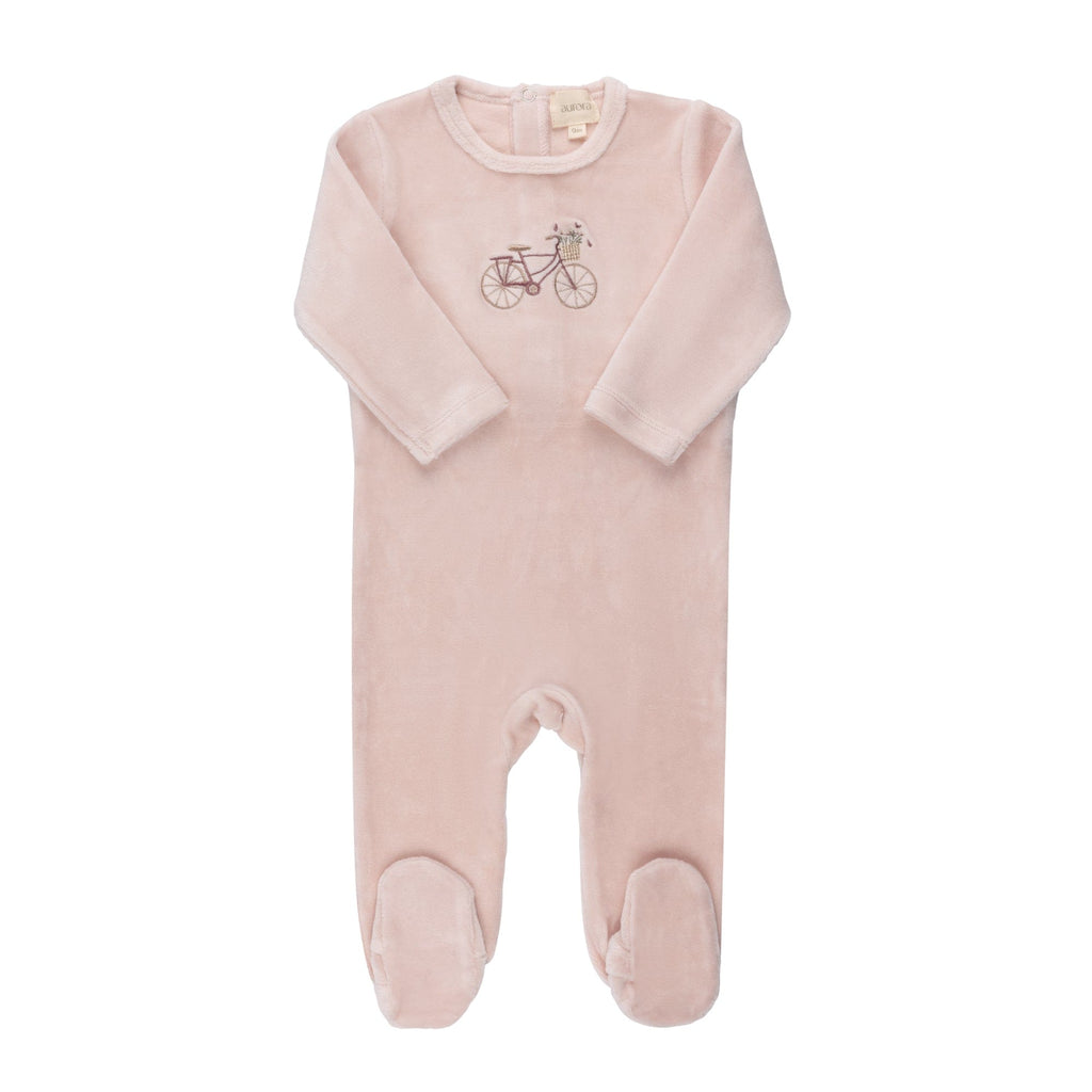 Aurora Footie Jellybeanzkids Aurora Velour Bicycle Footie - Pink