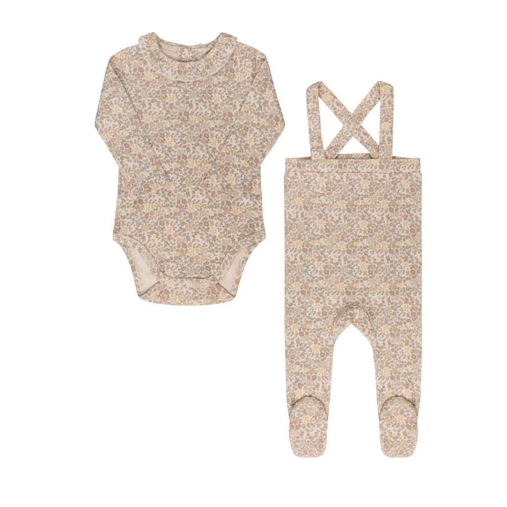 Aurora set Jellybeanzkids Aurora Cotton Liberty Print Bodysuit and Overalls - Ivory Floral