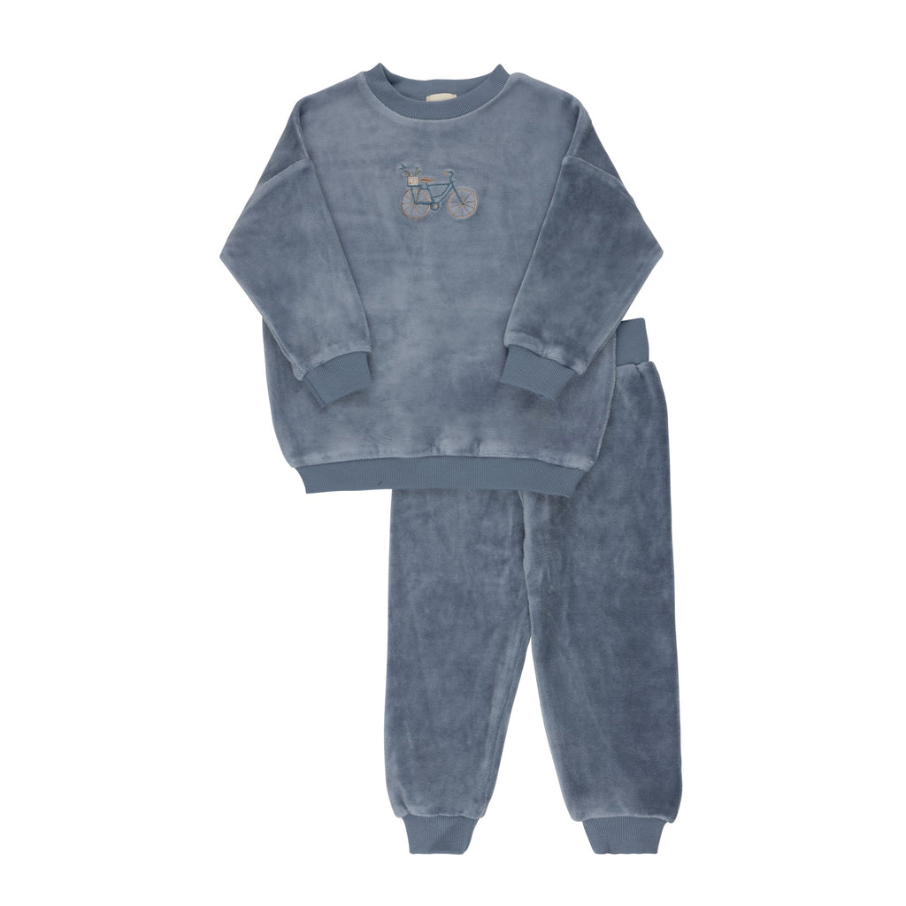 Aurora set Jellybeanzkids Aurora Velour Bicycle Pajamas - Blue