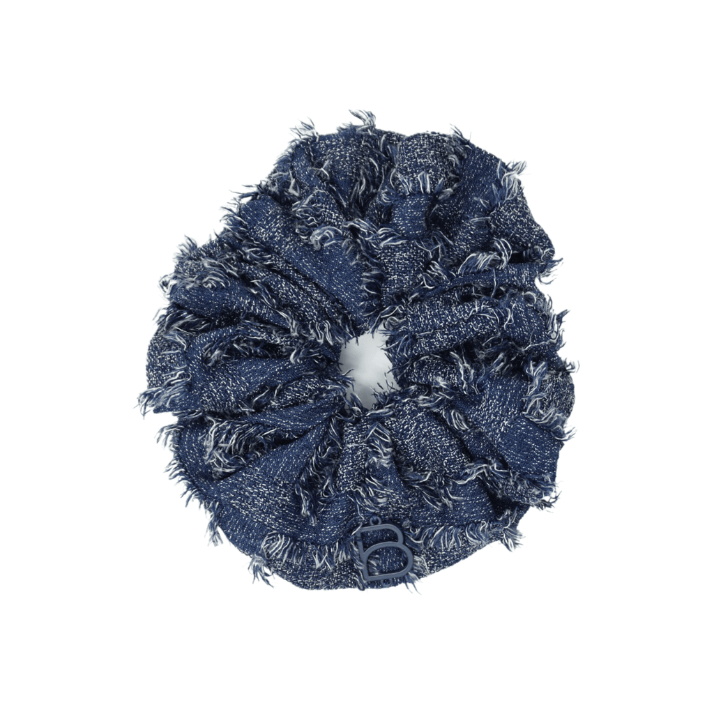 Bandeau Accessories Jellybeanzkids Bandeau Frayed Denim Large Scrunchie- Dark Blue Denim One Size