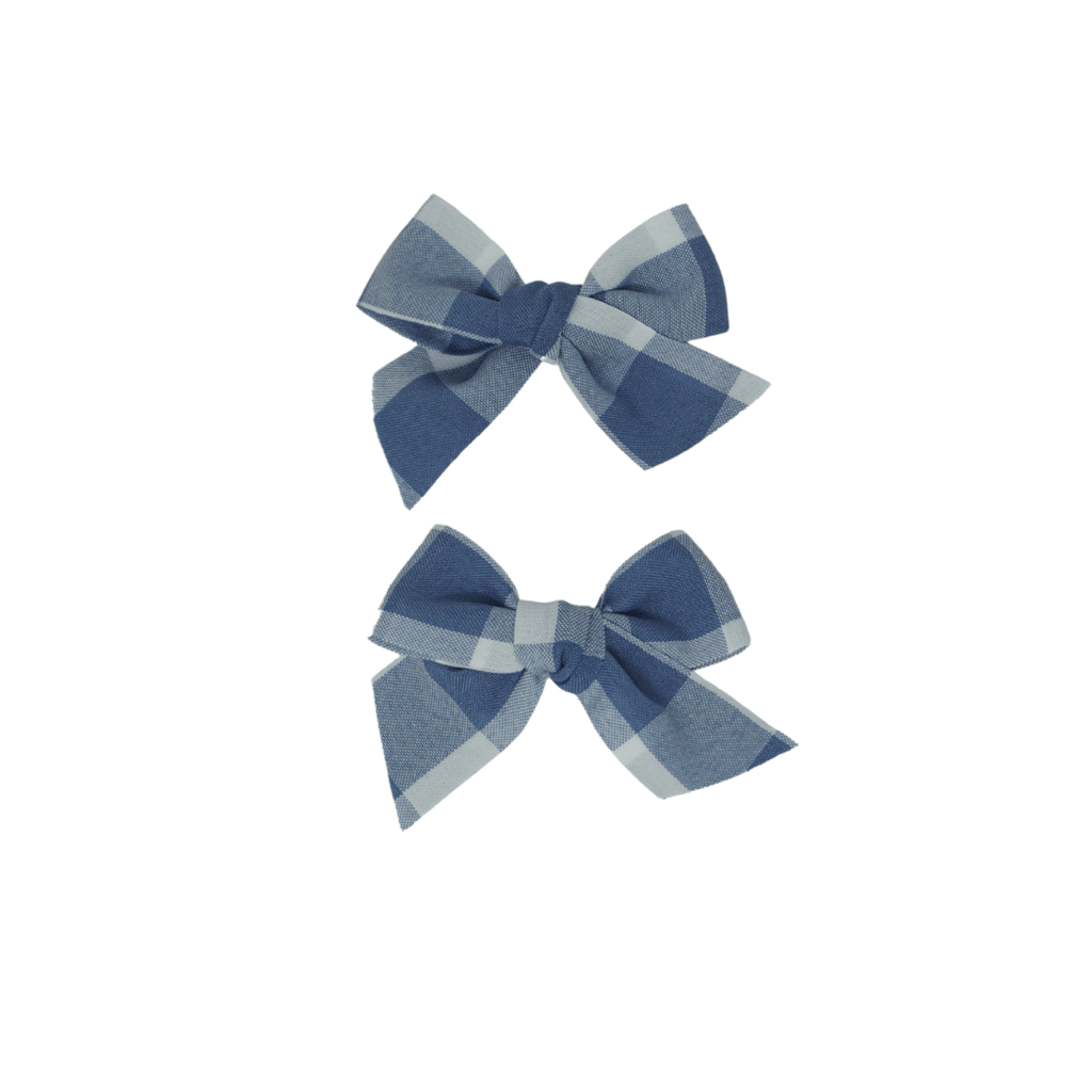 Bandeau Accessories Jellybeanzkids Bandeau Plaid Collection Bow Clip Set- Light Blue One Size