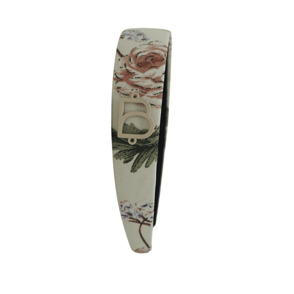 Bandeau Accessories Jellybeanzkids Bandeau Printed Florals Flat Headband-Large Cream Floral One Size