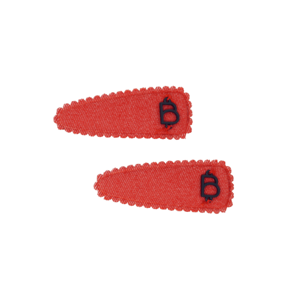 Bandeau Accessories Jellybeanzkids Bandeau Solid Denim Snap Clip Set- Red One Size