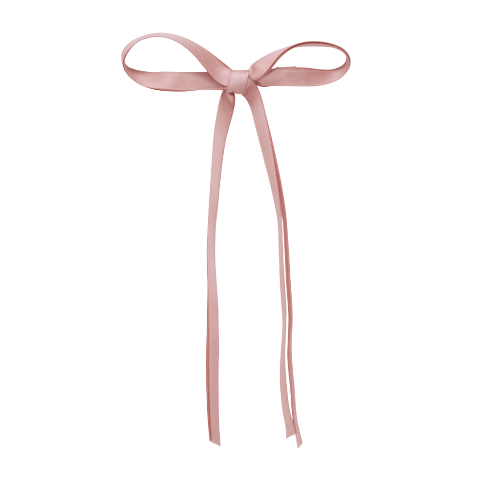 Bandeau Accessories Jellybeanzkids Bandeau Thin Dainty Satin Large Long Tail Clip- Mauve One Size