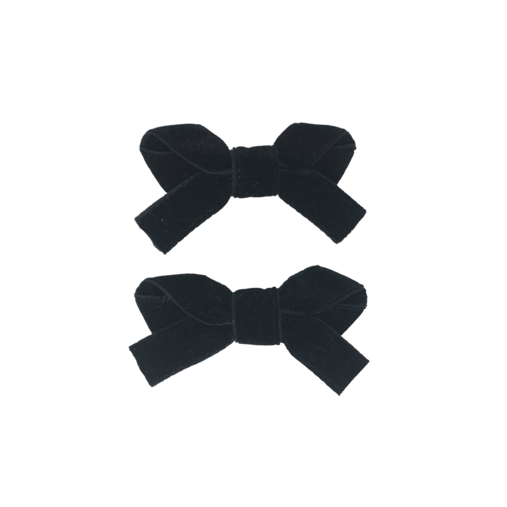 Bandeau Accessories Jellybeanzkids Bandeau Classic Velvet Mini Bow Clip Set - Black OS