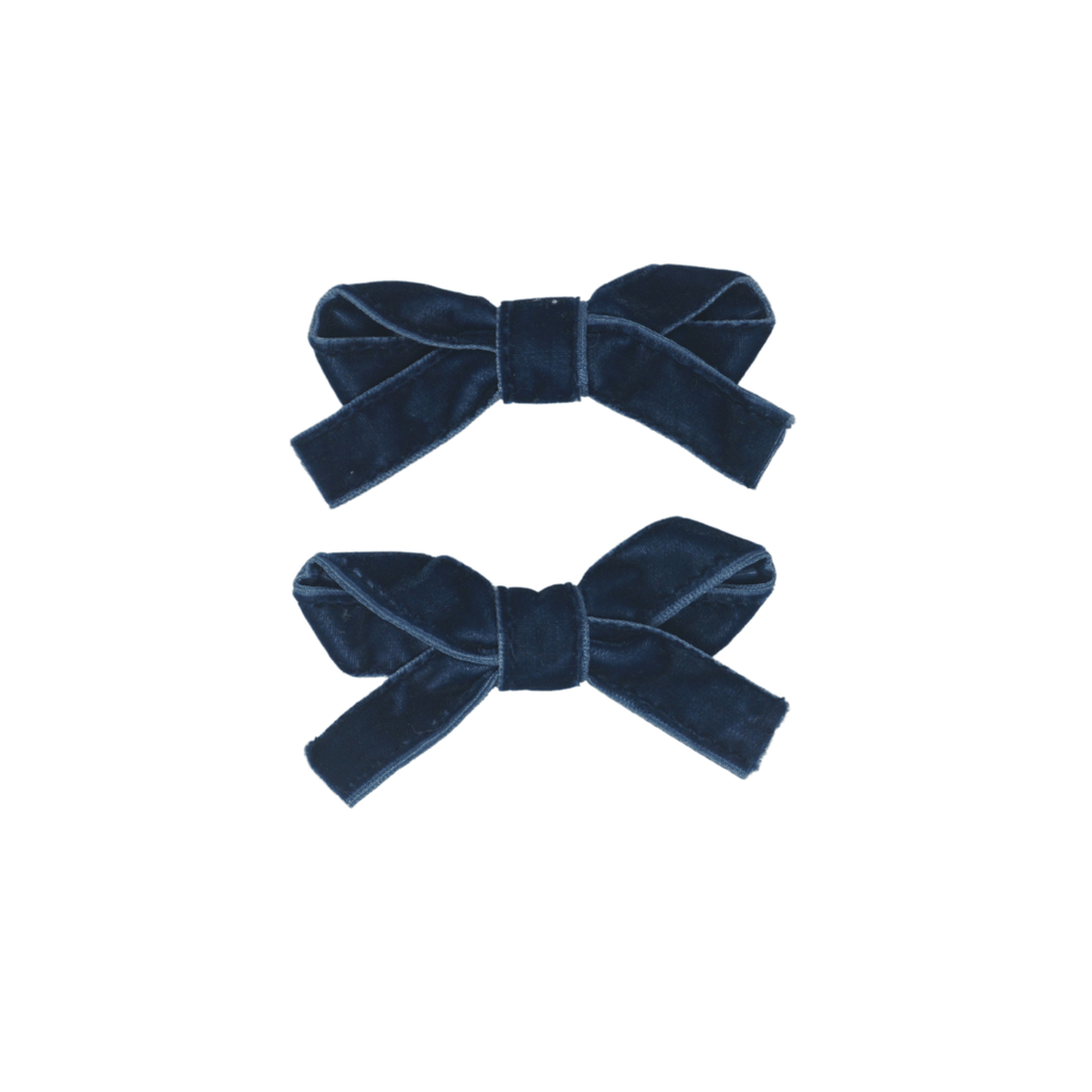 Bandeau Accessories Jellybeanzkids Bandeau Classic Velvet Mini Bow Clip Set - Navy OS