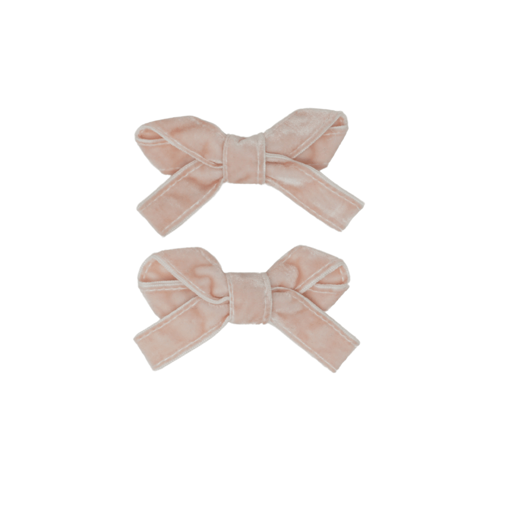 Bandeau Accessories Jellybeanzkids Bandeau Classic Velvet Mini Bow Clip Set - Pink OS