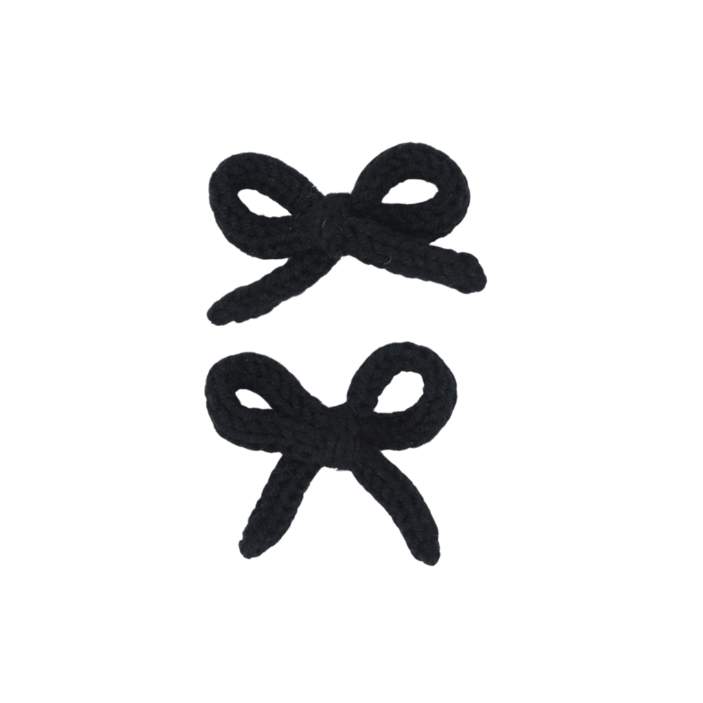 Bandeau Accessories Jellybeanzkids Bandeau Knitted Wintery Rope Mini Bow Clip Set - Black OS
