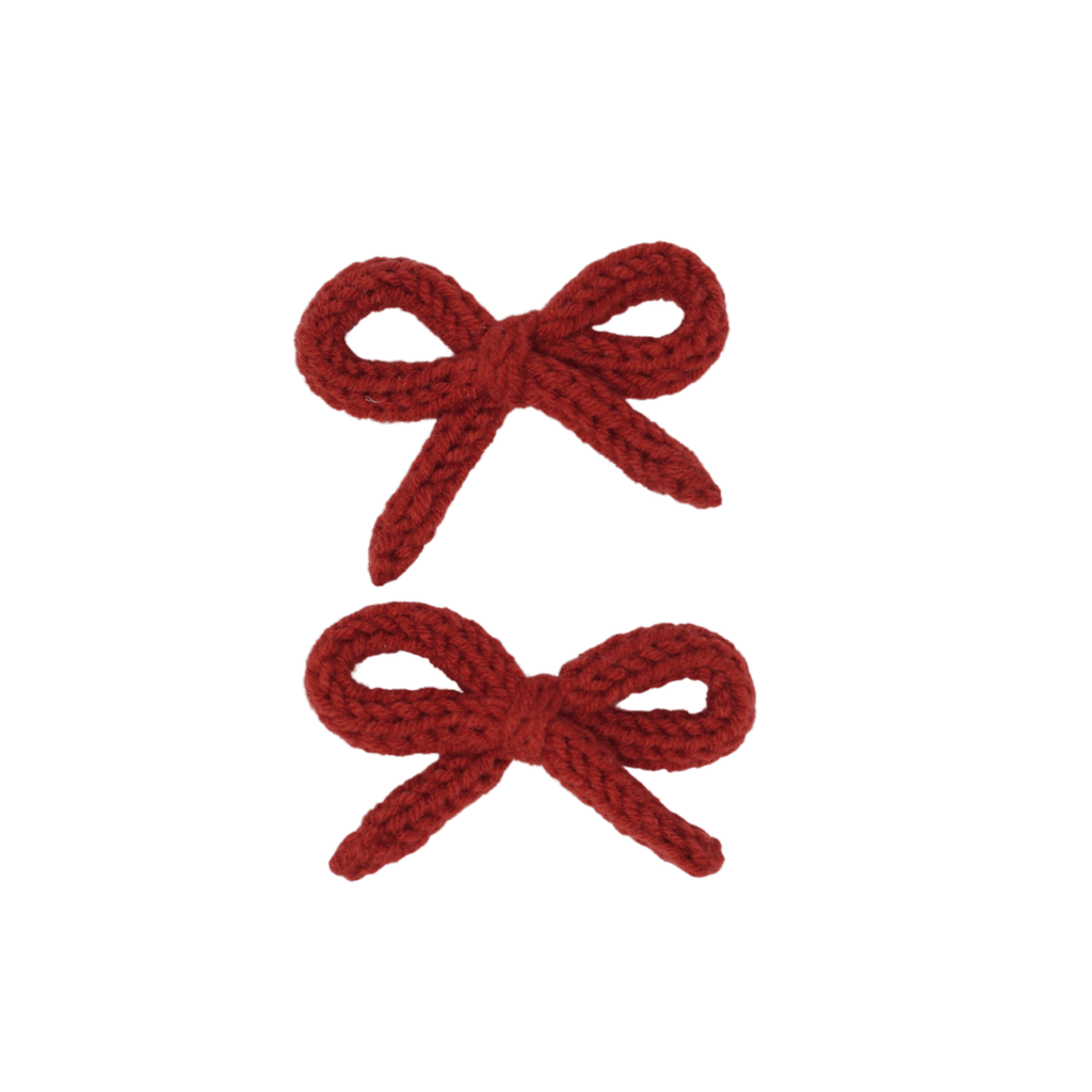 Bandeau Accessories Jellybeanzkids Bandeau Knitted Wintery Rope Mini Bow Clip Set - Winter Red OS