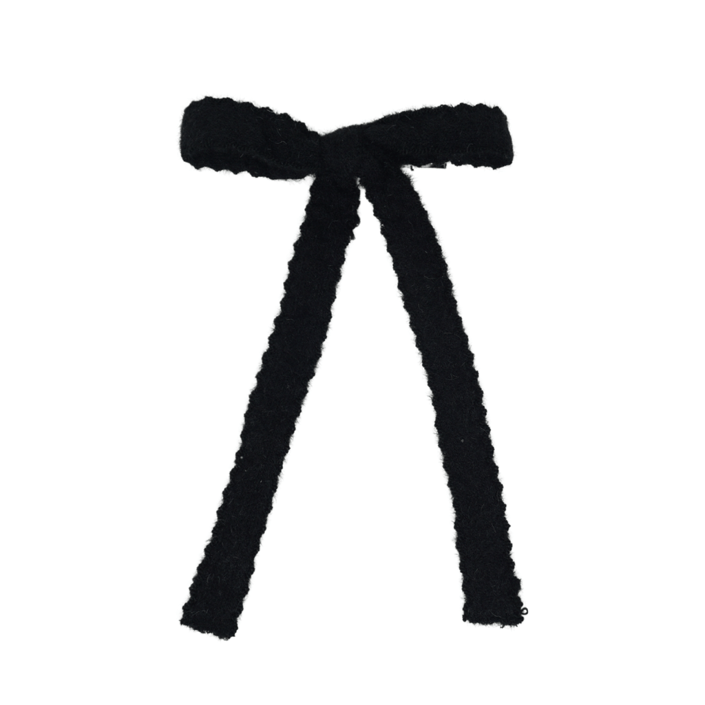 Bandeau Accessories Jellybeanzkids Bandeau Scalloped Mohair Large Bow Clip - Black OS