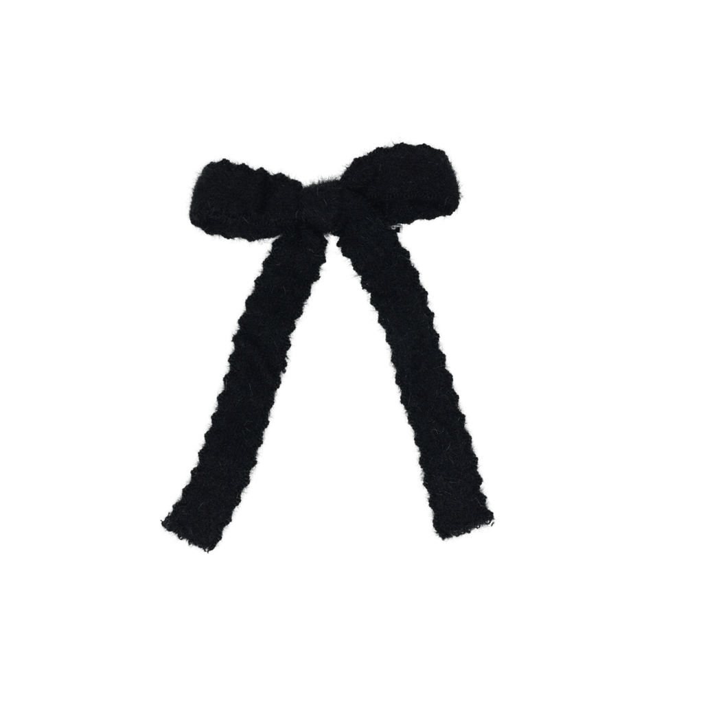 Bandeau Accessories Jellybeanzkids Bandeau Scalloped Mohair Medium Bow Clip - Black OS