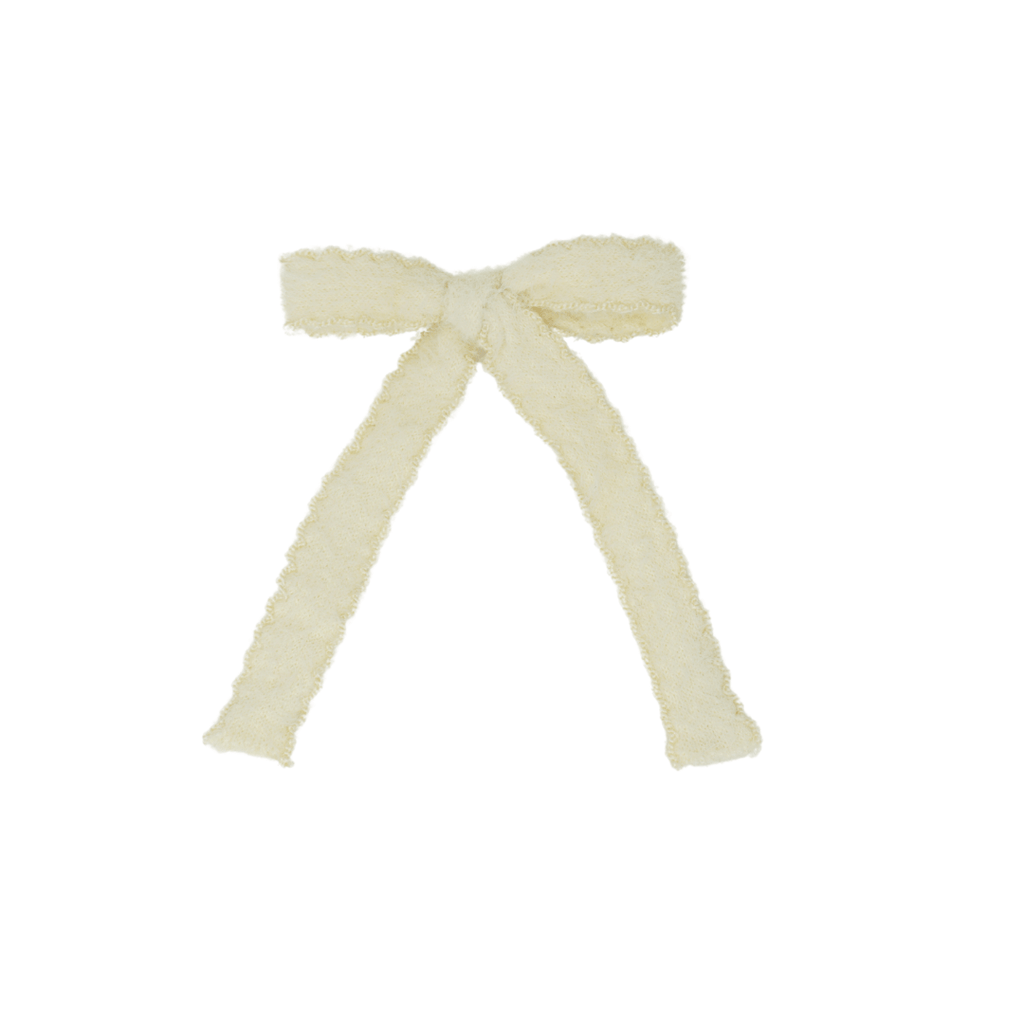 Bandeau Accessories Jellybeanzkids Bandeau Scalloped Mohair Medium Bow Clip - Cream OS