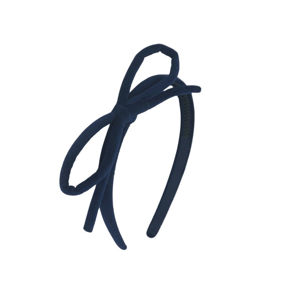 Bandeau Accessories Jellybeanzkids Bandeau Velvet Rope Bow Headband - Navy OS