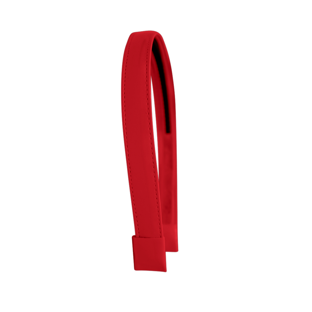 Bandeau Headband Jellybeanzkids Bandeau Patent Leather Classic Headband w Stitching Detail- Red OS