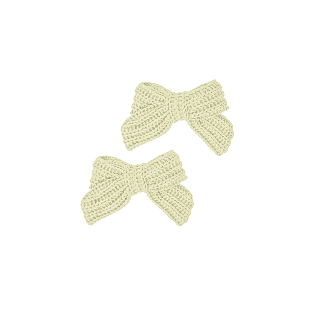 Bandeau Headband Jellybeanzkids Bandeau Soft Sweater Knits Mini Bow Clip Set- Cream OS