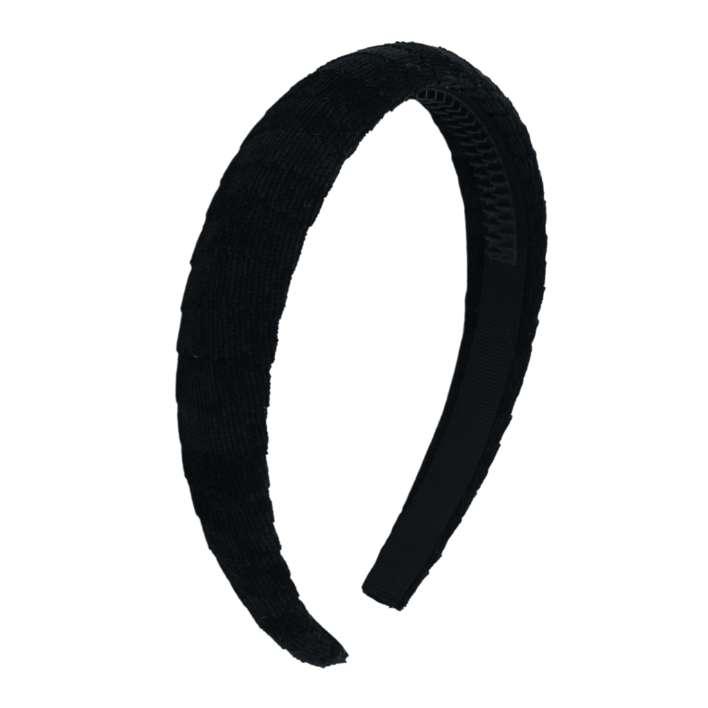 Bandeau Headband Jellybeanzkids Bandeau Textured Velvet Padded Wrapped Headband- Black OS