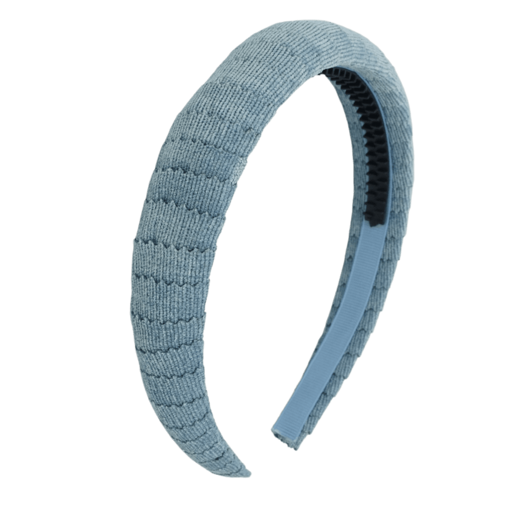 Bandeau Headband Jellybeanzkids Bandeau Textured Velvet Padded Wrapped Headband- Light Blue OS