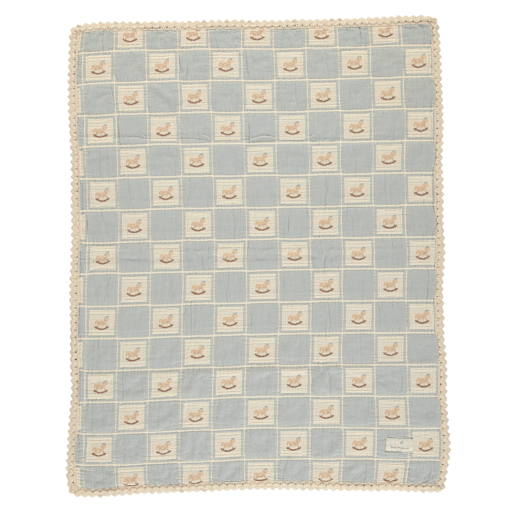 Bebe Organic Blanket Jellybeanzkids Bebe Organic Rocking Horse Blanket- Blue Horse Patchwork OS