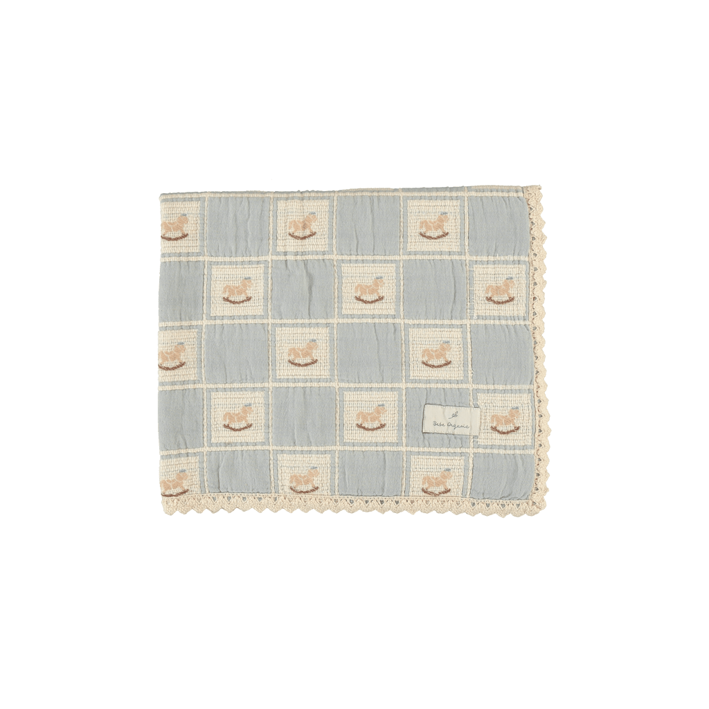 Bebe Organic Blanket Jellybeanzkids Bebe Organic Rocking Horse Blanket- Blue Horse Patchwork OS