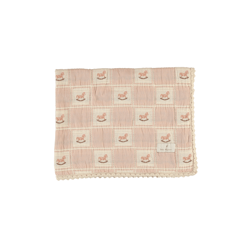 Bebe Organic Blanket Jellybeanzkids Bebe Organic Rocking Horse Blanket- Mauve Horse Patchwork OS