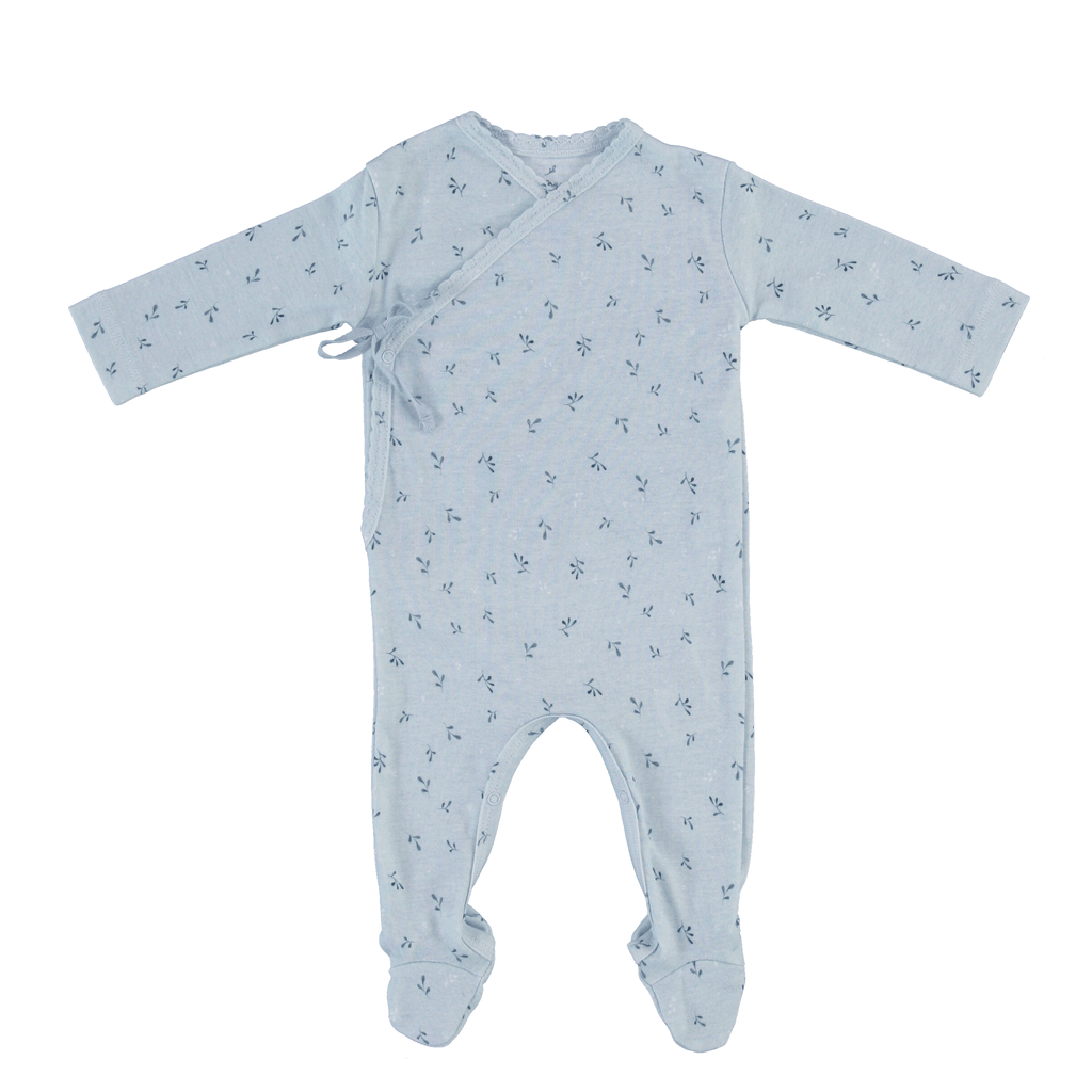 Bebe Organic Footie Jellybeanzkids Bebe Organic Lou Wrap Footie- Blue Leaf Whisper