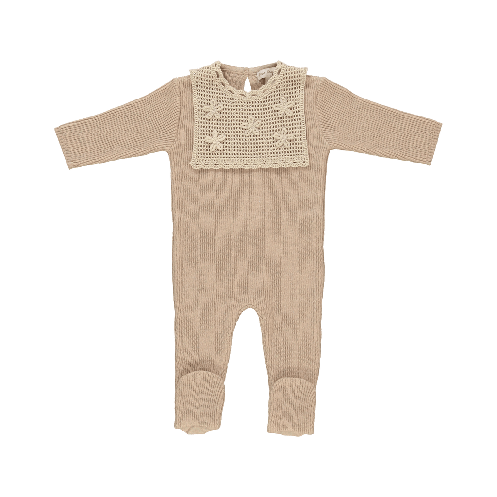 Bebe Organic Footie Jellybeanzkids Bebe Organic Lucette Collar Footie & Bonnet- Earthy