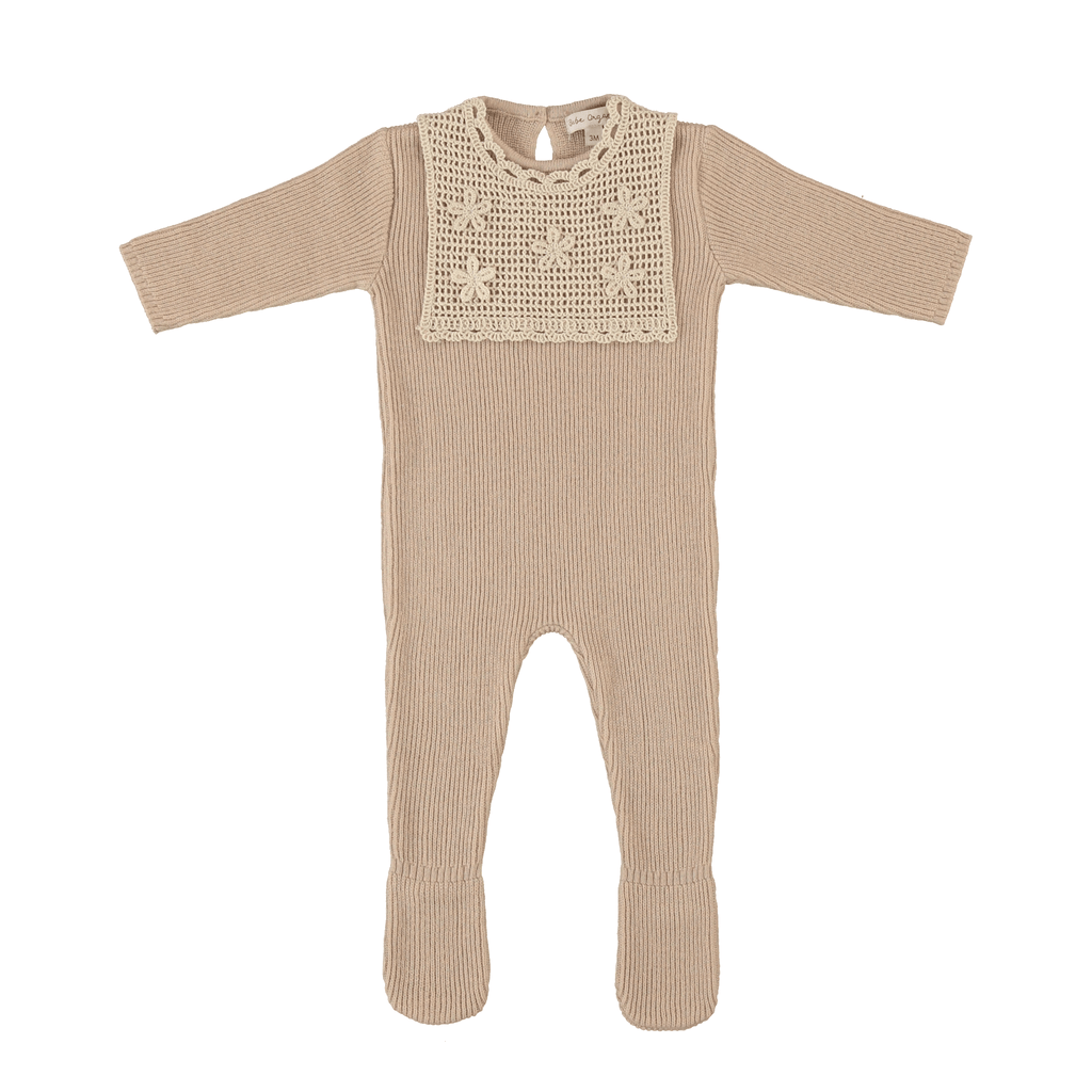 Bebe Organic Footie Jellybeanzkids Bebe Organic Lucette Collar Footie & Bonnet- Earthy