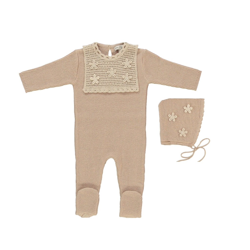 Bebe Organic Footie Jellybeanzkids Bebe Organic Lucette Collar Footie & Bonnet- Earthy