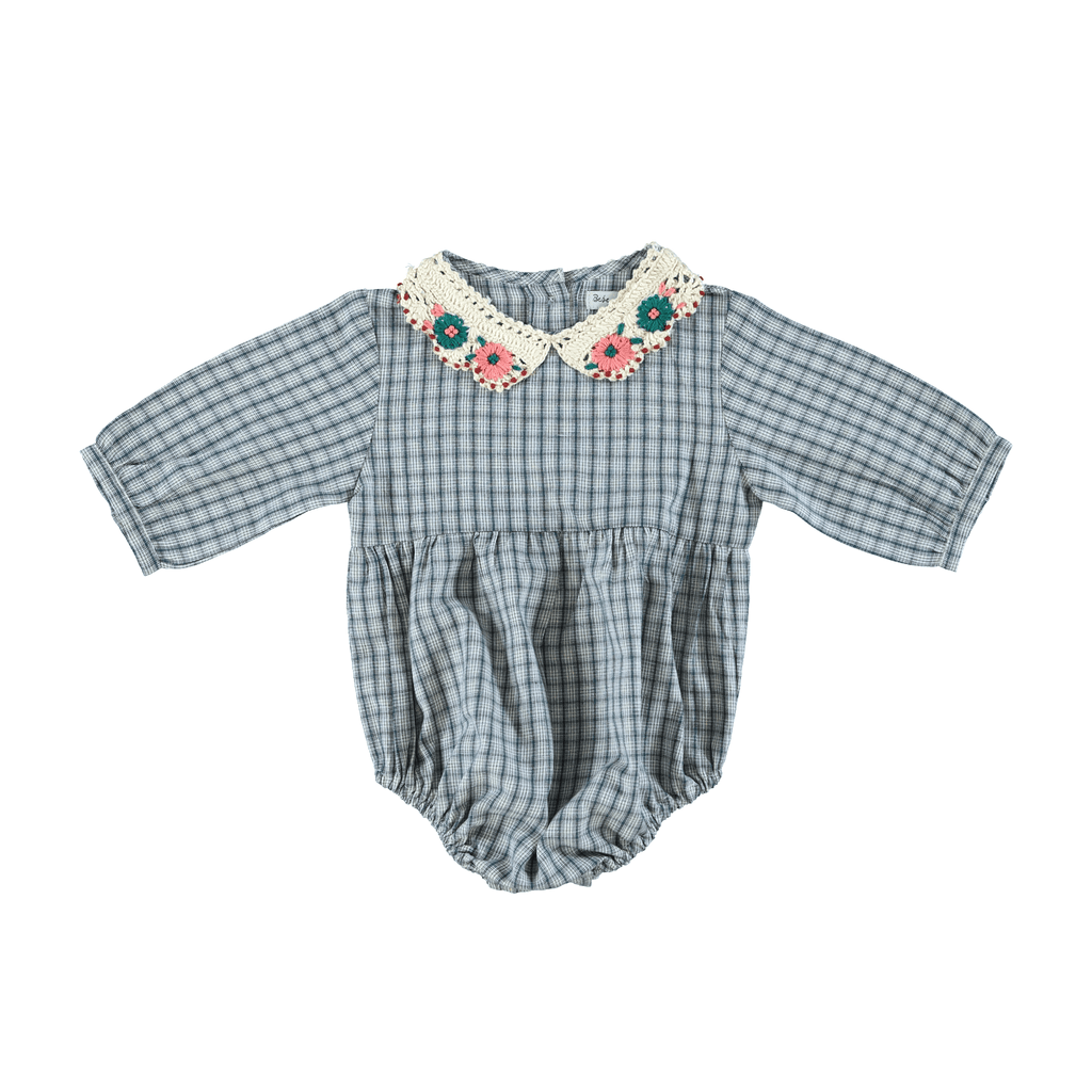 Bebe Organic Romper Jellybeanzkids Bebe Organic Rhea Romper- Blue Check