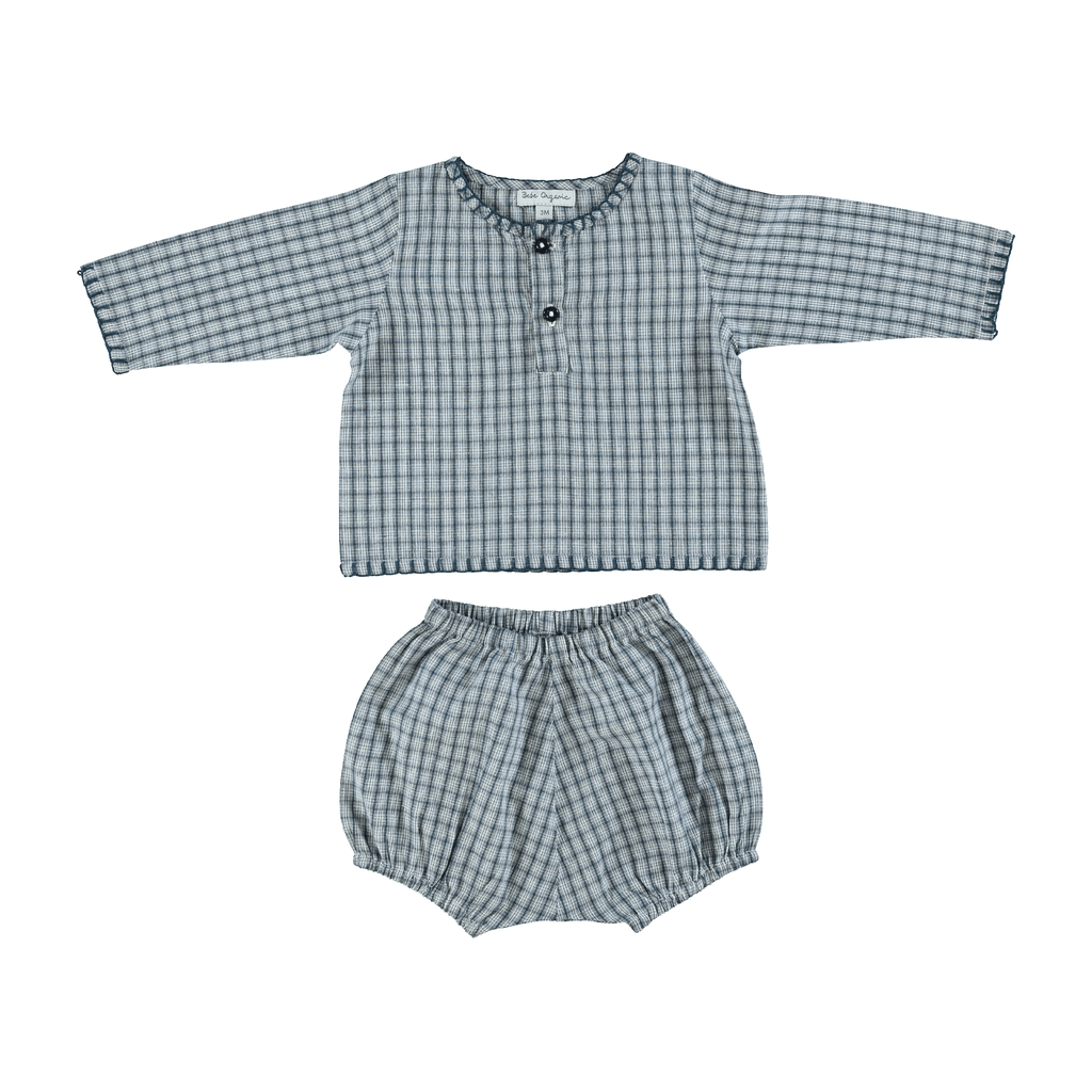 Bebe Organic set Jellybeanzkids Bebe Organic Rigel Baby Set- Blue Check