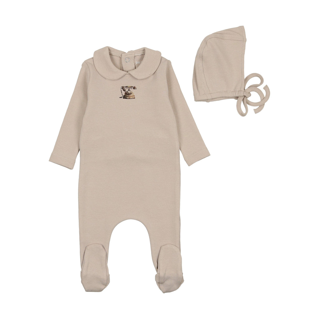 Bee&Dee Footie Jellybeanzkids Bee & Dee Antique Phone Footie/Bonnet-Elmwood Boys