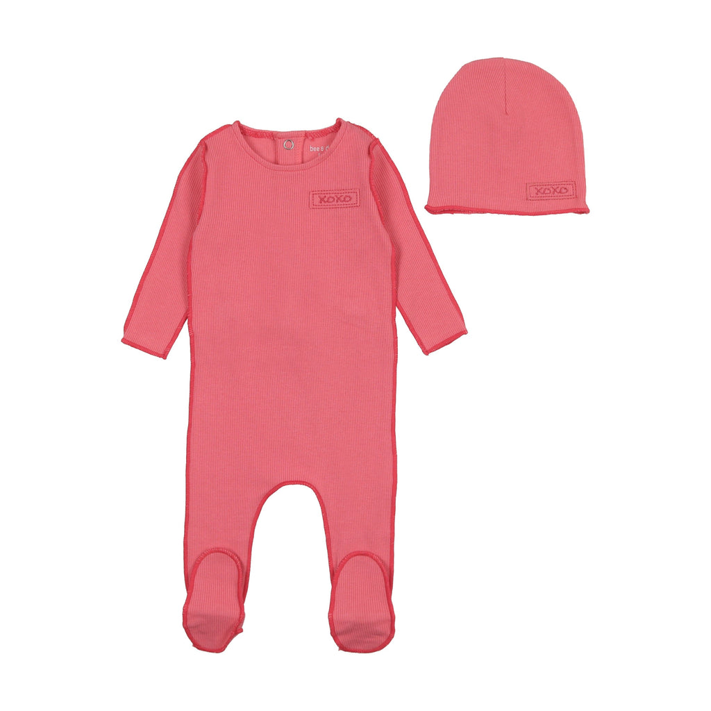 Bee&Dee Footie Jellybeanzkids Bee & Dee Classic Ribbed Footie/Beanie-Bright Coral