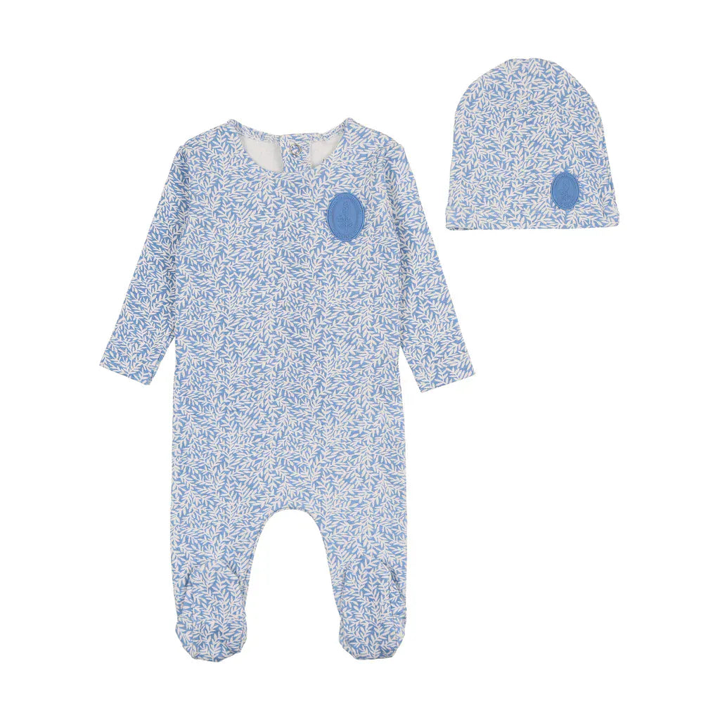 Bee&Dee Footie Jellybeanzkids Bee & Dee Floral Crest Footie/Beanie- Blue