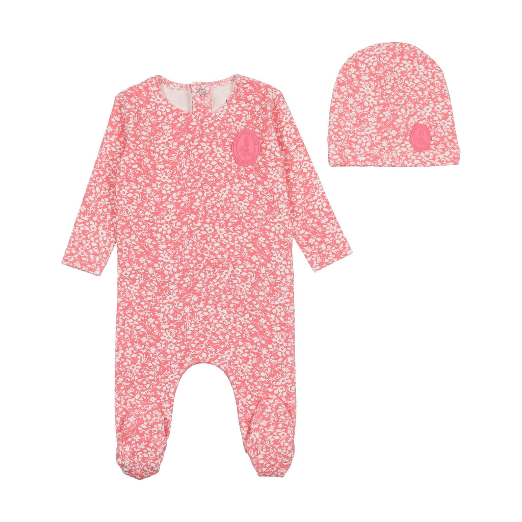 Bee&Dee Footie Jellybeanzkids Bee & Dee Floral Crest Footie/Beanie-Rose Dust