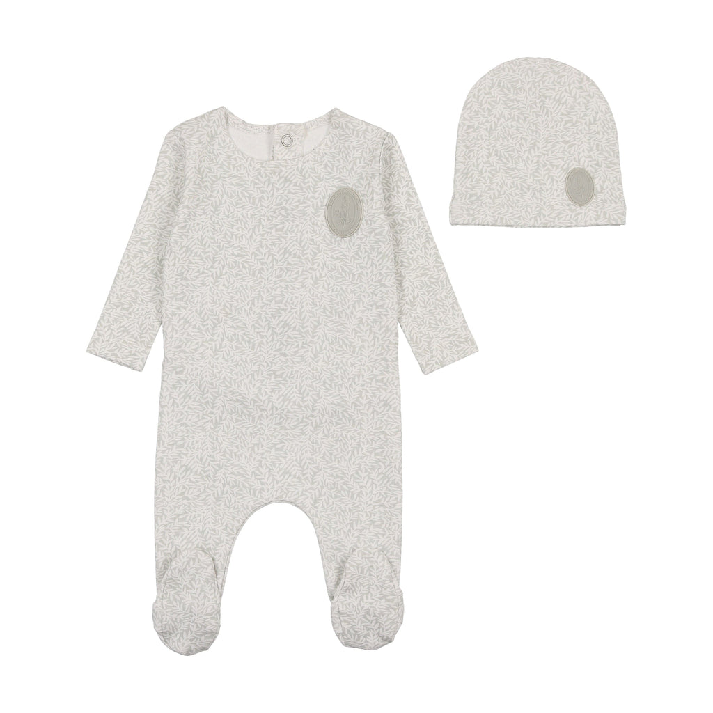 Bee&Dee Footie Jellybeanzkids Bee & Dee Floral Crest Footie/Beanie-Slate Blue