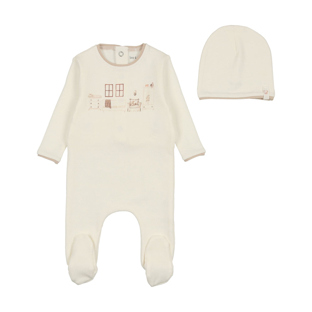 Bee&Dee Footie Jellybeanzkids Bee & Dee Little Nursery Footie/Beanie - Taupe