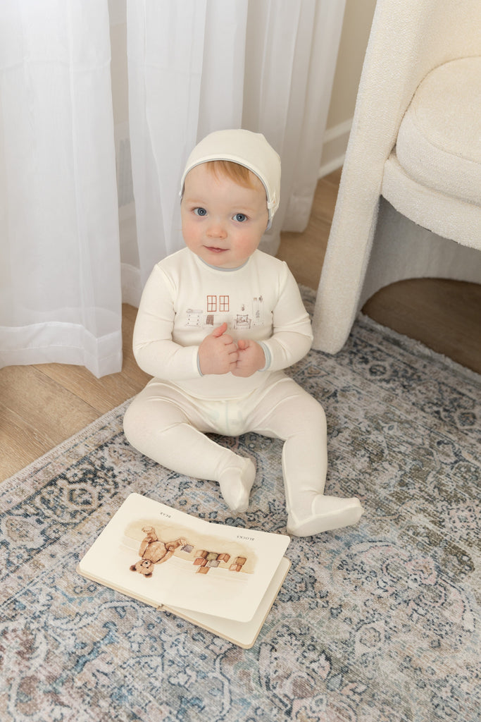 Bee&Dee Footie Jellybeanzkids Bee & Dee Little Nursery Footie/Beanie - Taupe