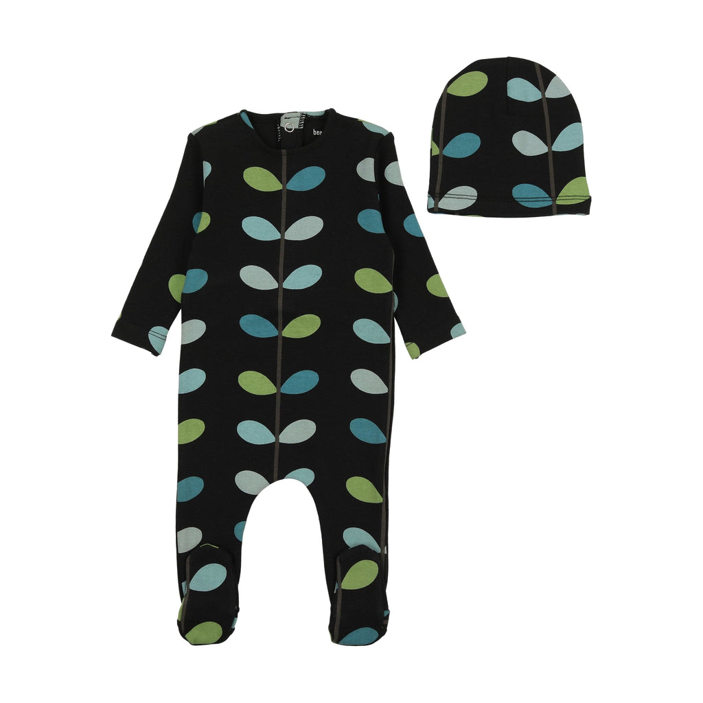 Bee&Dee Footie Jellybeanzkids Bee & Dee Organic Print Footie/Beanie-Black Boys