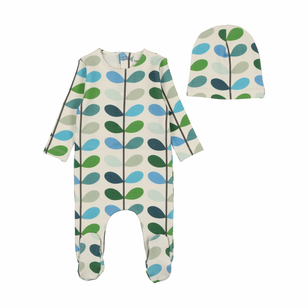 Bee&Dee Footie Jellybeanzkids Bee & Dee Organic Print Footie/Beanie-Ivory Boys